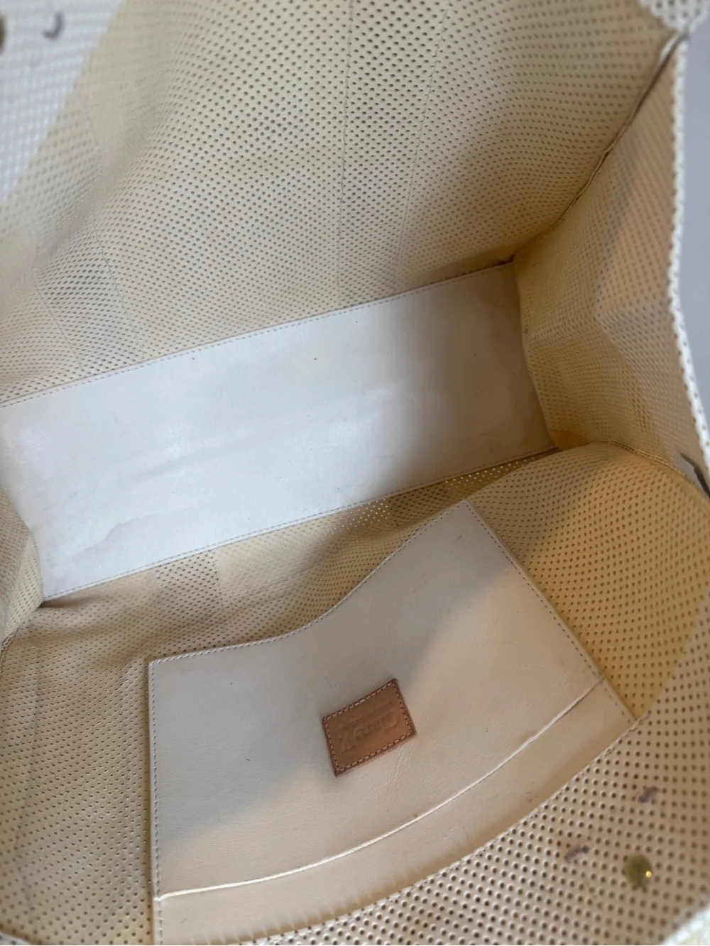 Cream Perforated Tote Bag - Unbranded